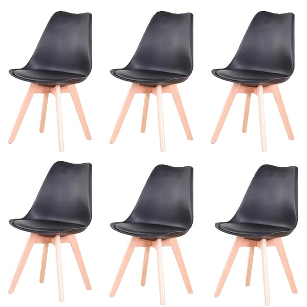 Matstol, ergonomisk design, hållbar konstruktion, Svart-6st