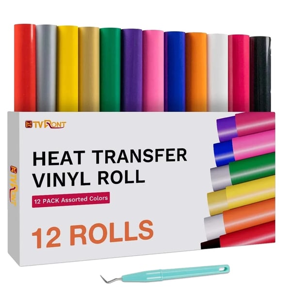 Varmeoverførselsvinyl, Holdbart materiale, Nem at bruge,12inX5ft(30X150cm, 12 pakker