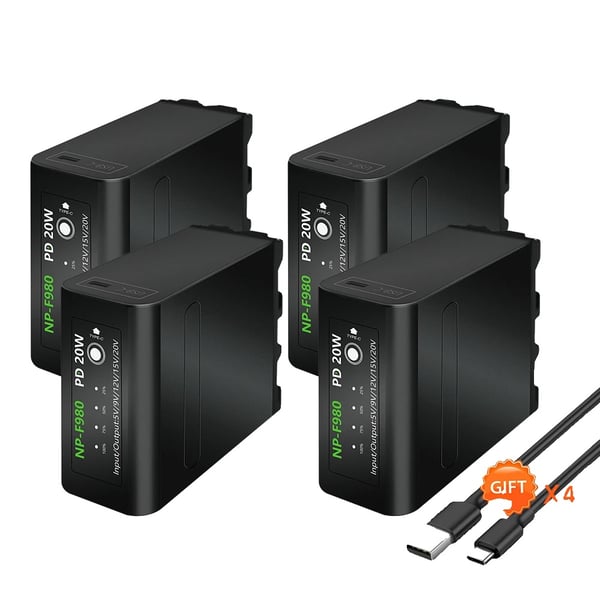 Akku, 10800 mAh kapasiteetti, yhteensopiva videokameroiden kanssa, 4 kpl