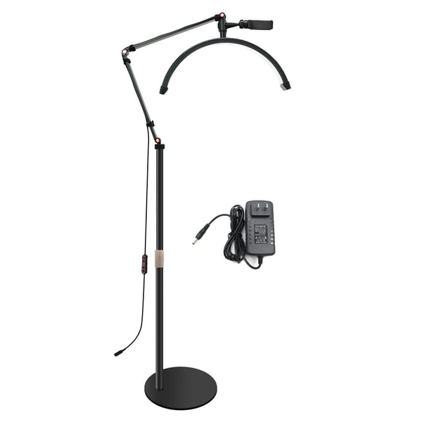 LED Halvmåne Lampa, Justerbar Ljusstyrka, Universell Telefonhållare,EU, Svart