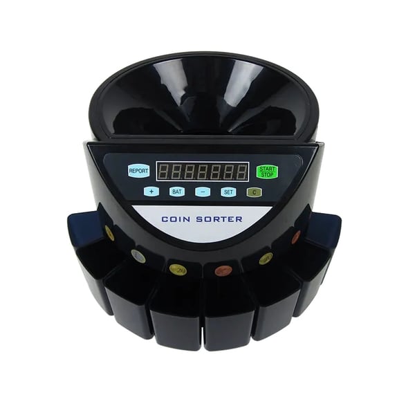 Møntsorterer, Højhastighedstælling, LED-display,EUR Mønter Sort, EU