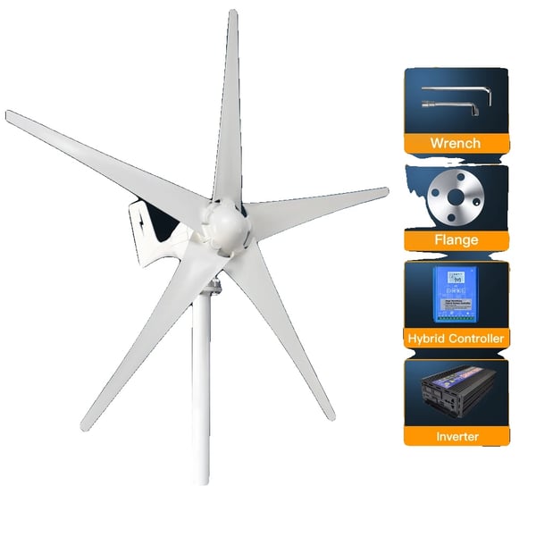 Vindmøllegenerator, Høj Effektivitet, 3000W Udgang, 48V Spændingskompatibilitet,12V, 3000W, off-grid system