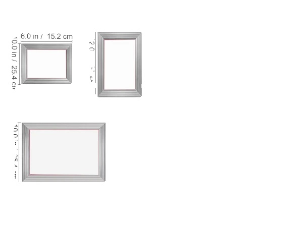 Skærmsætningskit, aluminiumsrammer i 3 størrelser, 110 mesh, inkluderer glimmer, skraber og film., 3 forskellige stykker