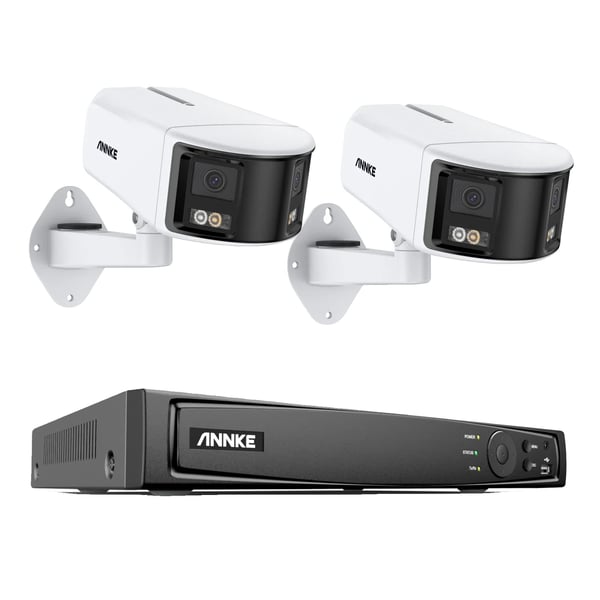 Sikkerhedskamera, 8MP Dual Linse, 180° Panoramisk Udsigt,Ingen, 8CH NVR 2Pcs Kits