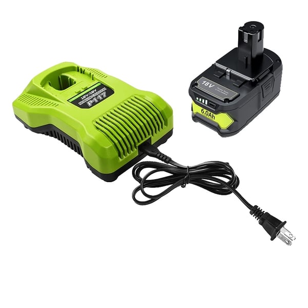 Batteri, 6Ah kapacitet, 18V litiumjon, kompatibel med Ryobi, 1 batteri 1 laddare Batteri, 6Ah kapacitet, 18V litiumjon, kompatibel med Ryobi, 1 batteri 1 laddare
