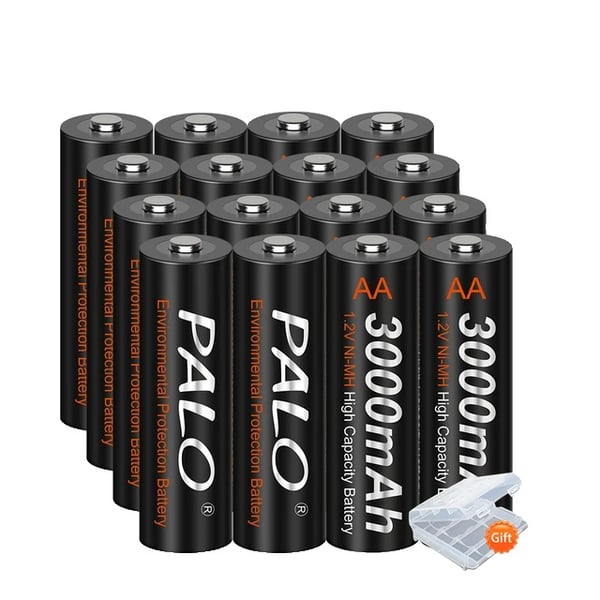 Ladattava akku, 2000 mAh kapasiteetti, yhteensopiva eri laitteiden kanssa, 16 kpl AA