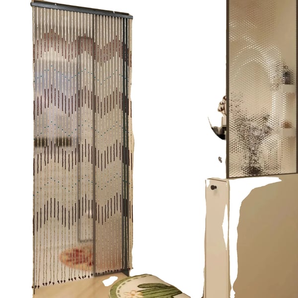Træperle Dørgardin, Brun-Beige Farve, 31 Strenge,220x90cm, Brun-Beige