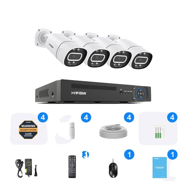 CCTV Sikkerhedskamera System, 8MP Opløsning, PoE Teknologi,2T, 8MP 4PCS Kamera