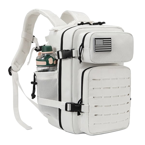 Taktisk Militär Ryggsäck, 45L Kapacitet, Hållbart Polyester Material,25L Vit
