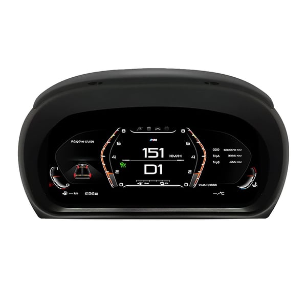 Auton LCD-kojetaulu, 1920 x 720 resoluutio, Plug and Play -asennus, musta