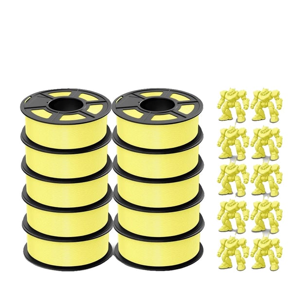 PLA 3D filament, 1,75 mm diameter, 10 stk. sæt, kompatibel med FDM-printere,PLAMT L-Gul 10stk