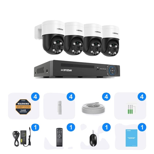 CCTV Sikkerhedskamerasystem, 4K Opløsning, AI Detektion,8MP 4PCS Kameraer, Ingen CCTV Sikkerhedskamerasystem, 4K Opløsning, AI Detektion,8MP 4PCS Kameraer, Ingen