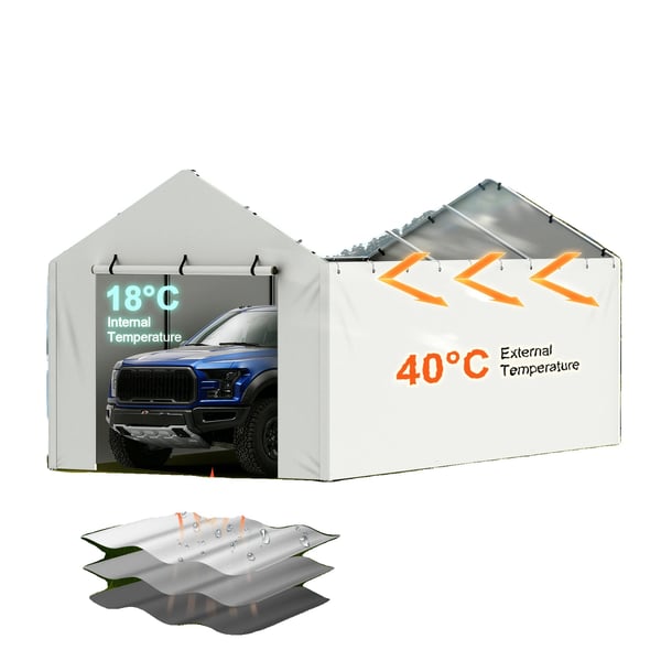 Autotalli, kestävä polyesteri, UV-suojattu,10tuumaa