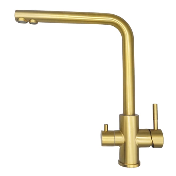 Köksblandare, Rostfritt Stål, Dubbelhandtag, Modern Design,ssd guld, G1/2