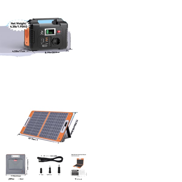 Bærbar Strømstation, 200W Udgang, Flere Opladningsmuligheder,E200 og 60W panel