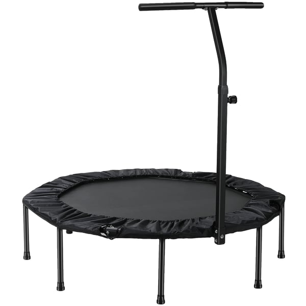 Fitness Trampolin, Höjdjusterbart Handtag, Fällbar Design, Inomhus/Utebruk, svart