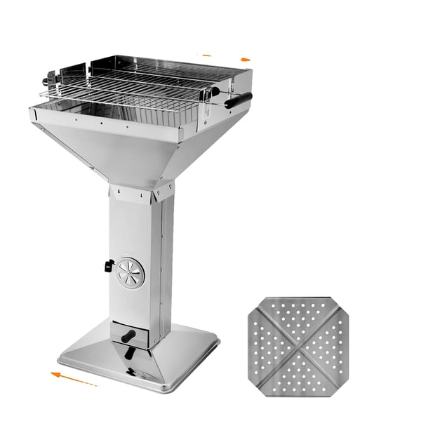 Søjle BBQ Grill, Justerbar Højde, Rustfrit Stål Konstruktion,Type 2 Søjle BBQ Grill, Justerbar Højde, Rustfrit Stål Konstruktion,Type 2