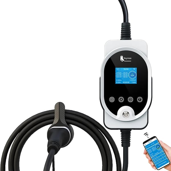 EV bærbar oplader, 22KW effekt, smart app kontrol,TYPE2, 22KW APP NEJ Adapter