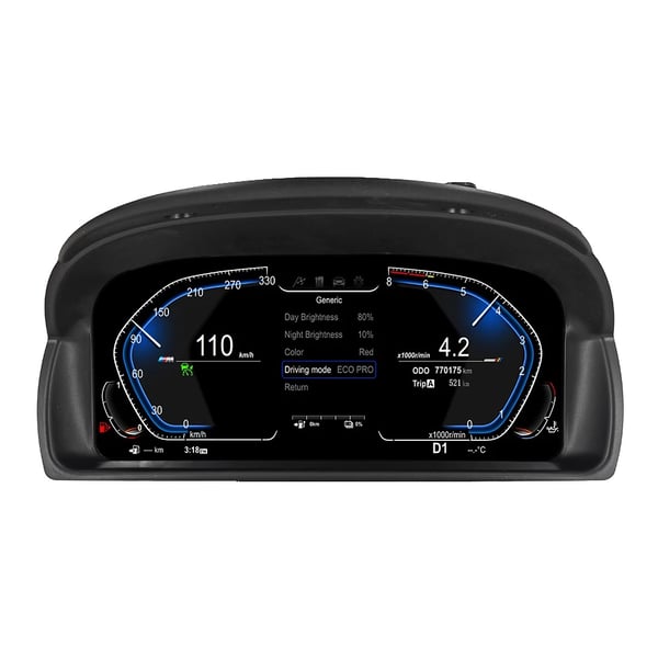 LCD Dashboard Panel, LED Digital Display, Kompatibilitet med lyxig kompakt crossover-fordon,svart