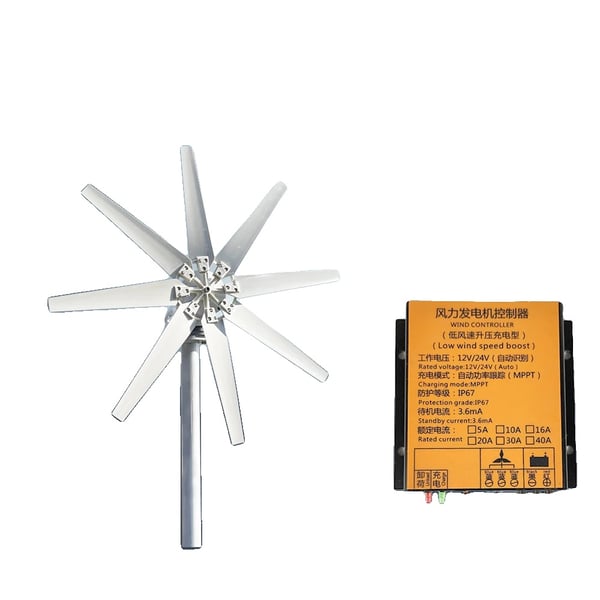 Vindkraftverk, 10000W Effekt, Effektiv Aerodynamisk Design, 3KW-a, med mppt-styrenhet, 24V