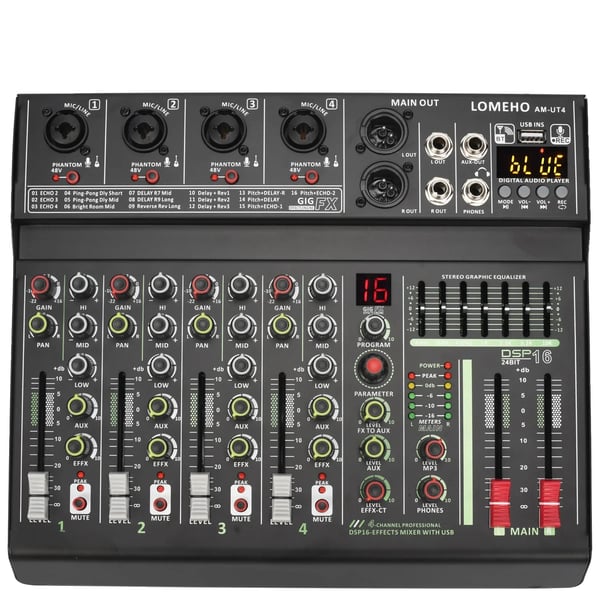 Ljudmixer, 4 kanaler, Bluetooth-funktionalitet,EU-kontakt