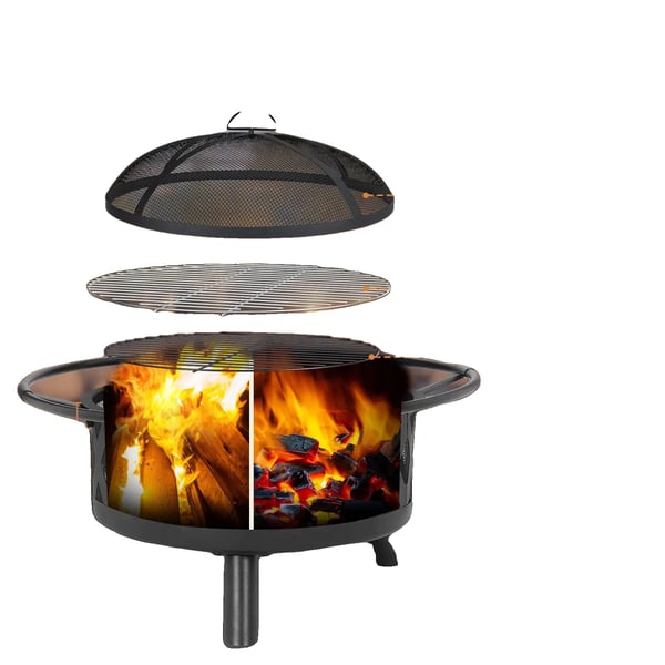 Ildskål, Ø81cm Størrelse, Jernmateriale, Grillrist Ø58cm, Poker 49cm, Sikker Funkbeskyttelse,Diameter 76cm Ildskål, Ø81cm Størrelse, Jernmateriale, Grillrist Ø58cm, Poker 49cm, Sikker Funkbeskyttelse,Diameter 76cm