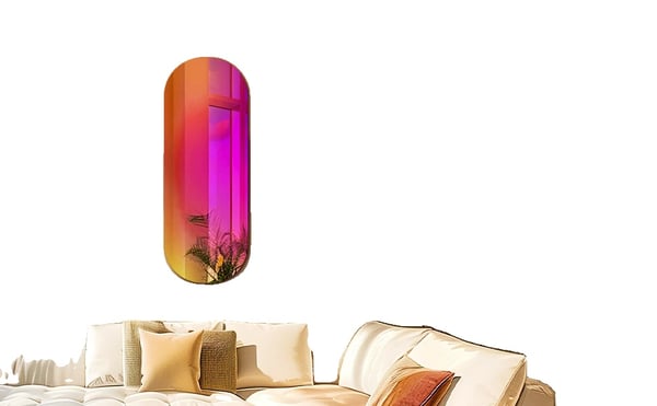 Væg Spejl, Farverig Gradient Design, Stor Oval Form,Regnbue