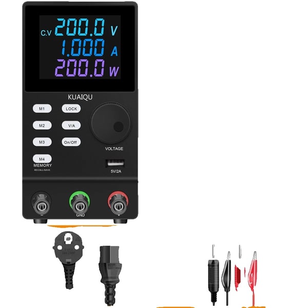 DC Strømforsyning, 30V eller 200V Udgange, Præcisions Encoder Kontrol,Programmerbar 200V 1A, 220V