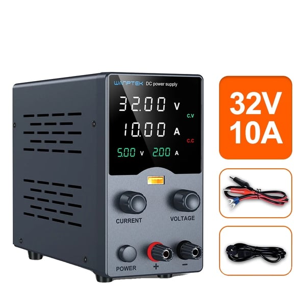 DC-virransyöttö, jännitesäätö, digitaalinen LED-näyttö, Musta 32V10A GA3010H