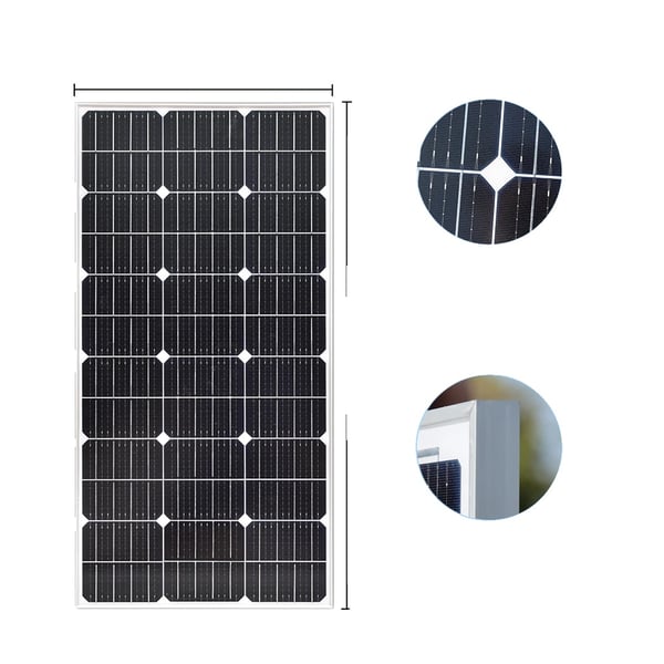 WUZECK 100W Aurinkopaneeli, 24% Tehokkuus, Kestävä Säänkestävä Suunnittelu,Koko 102x51.5cm