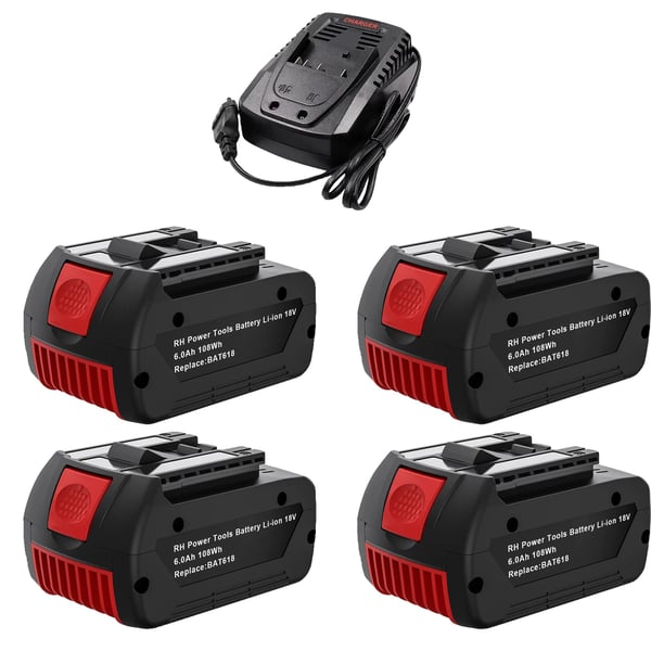 Ersättningsbatteri, 18V, 6000mAh kapacitet, 4 Batteri 1 Laddare Ersättningsbatteri, 18V, 6000mAh kapacitet, 4 Batteri 1 Laddare
