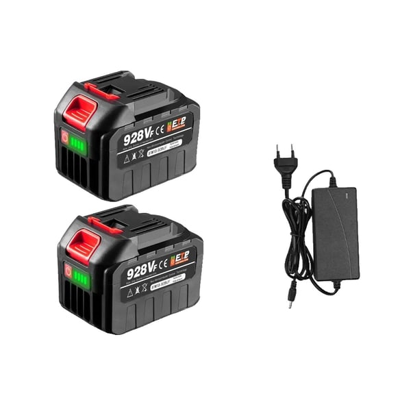 Yofidra batterisats, 7500mAh kapacitet, kompatibel med 18V B-seriens verktyg, 2X928VF-1 laddare