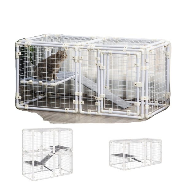 Husdjursstaket, 143x74x140 cm (16 paneler), Vit