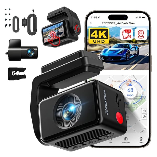 Autokamera, 4K-tallennus, pysäköinnin valvonta, A4 HW KITILLÄ, ilmainen 64G TF