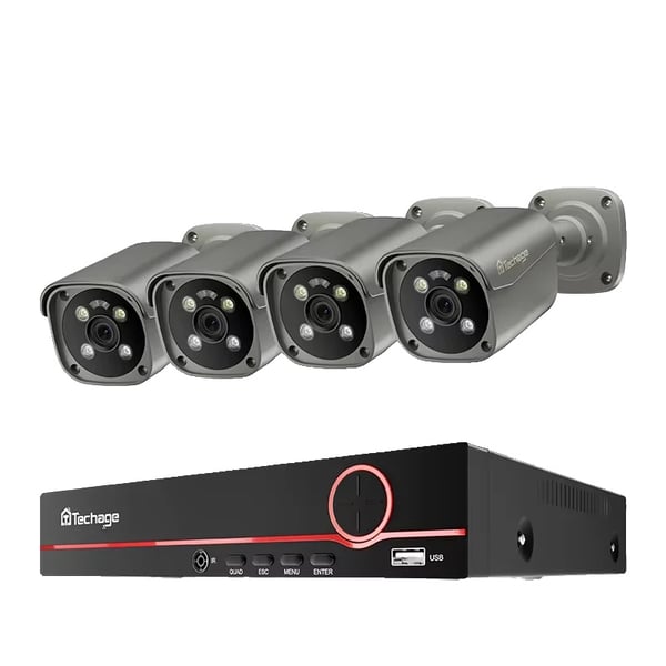 CCTV-system, 8MP opløsning, smart AI-detektion,8CH NVR (4 kameraer), 1T