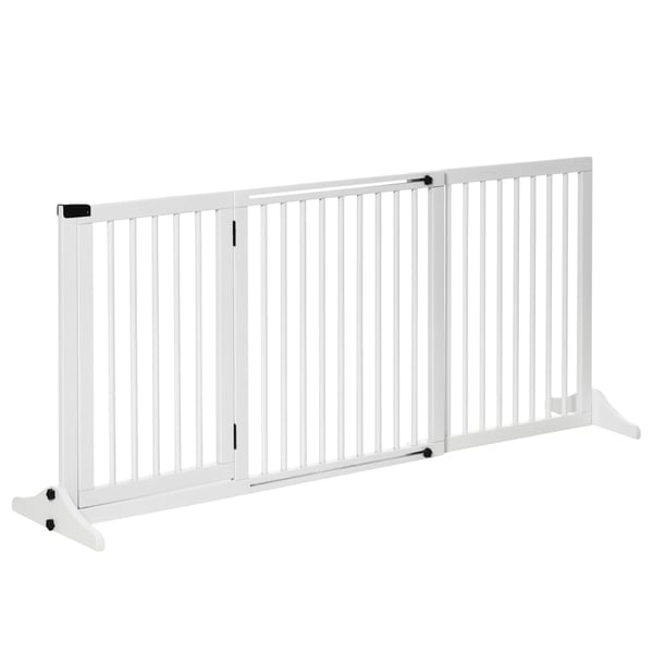 Hundsäkerhetsbarriär, Justerbar Bredd, Robust Konstruktion,Vit, 166x36x71 cm
