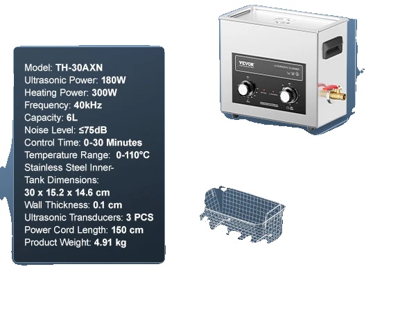 Ultralydsrenser, Justerbar Kapacitet, Effektiv Rengøringskraft,6L Ultralydsrenser, Justerbar Kapacitet, Effektiv Rengøringskraft,6L
