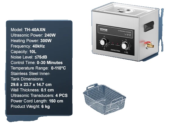 Ultralydsrenser, Justerbar Kapacitet, Effektiv Rengøringskraft,10L Ultralydsrenser, Justerbar Kapacitet, Effektiv Rengøringskraft,10L
