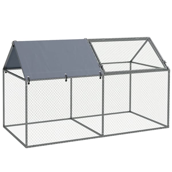 Litet Djur Bur, Metallkonstruktion, Rymlig Design,Silver, 198x100x120 cm