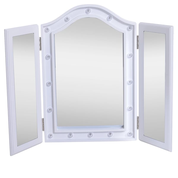 Makeup Spejl, LED Belysning, Foldbart Design,Hvid