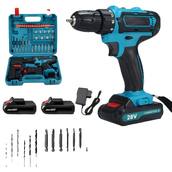 Slagnøgle, 28V Lithium-Ion Batteri, 25 + 3 Momentindstillinger,Blå Slagnøgle, 28V Lithium-Ion Batteri, 25 + 3 Momentindstillinger,Blå