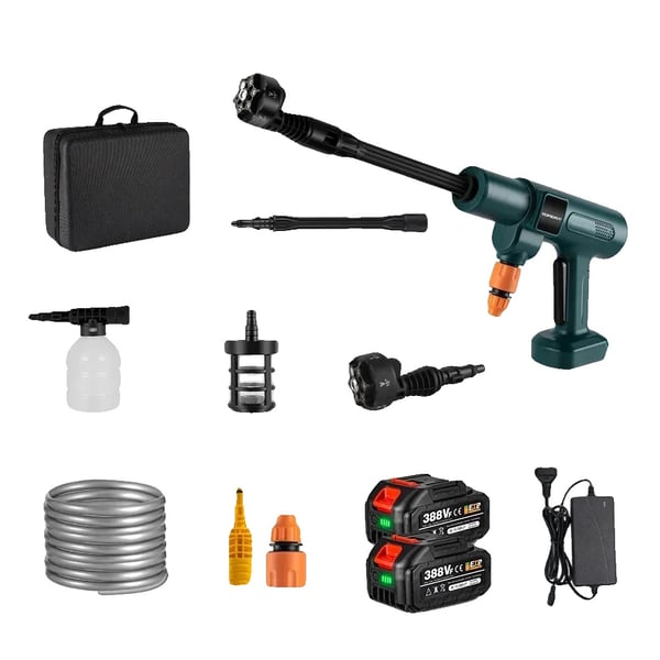 Högtryckstvätt, 200 BAR tryck, 6-i-1 sprayalternativ, 2 batterier EU-kontakt Högtryckstvätt, 200 BAR tryck, 6-i-1 sprayalternativ, 2 batterier EU-kontakt