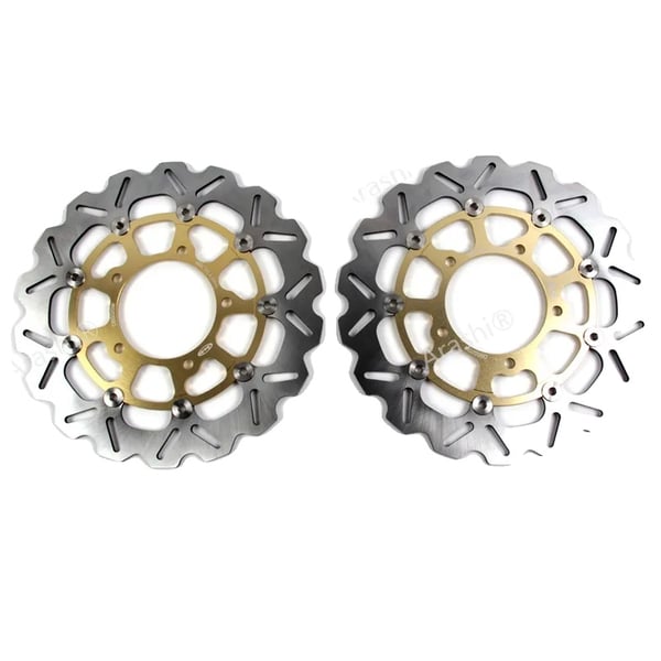 Bremseplader til GSXR 600 750 1000, CNC flydende design, AISI 420 rustfrit stål,Guld Frontskive