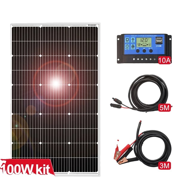 Solpanel, 100W effektudgang, holdbar monokrystallinsk konstruktion,200W Sæt Solpanel, 100W effektudgang, holdbar monokrystallinsk konstruktion,200W Sæt