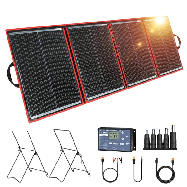 DOKIO Bærbart Solpanel, 195W Maksimal Effekt, 18V Spænding,18V 195W med ZJ DOKIO Bærbart Solpanel, 195W Maksimal Effekt, 18V Spænding,18V 195W med ZJ