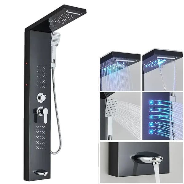 LED-suihkupaneeli, kosketusohjaus, nykyaikainen muotoilu,Musta-6002 LED-suihkupaneeli, kosketusohjaus, nykyaikainen muotoilu,Musta-6002