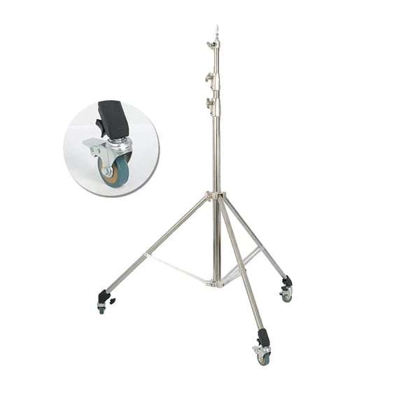 Rustfrit Stål Tripod, Maksimal Udstækning 280 cm, Høj Belastningskapacitet 10 kg,med hjul