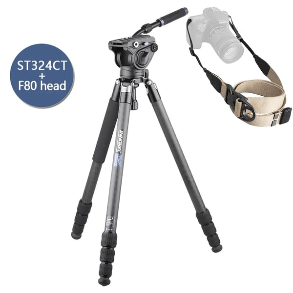 Professionelt Carbonfiber Stativ, Letvægtsdesign, Maksimal belastning 30 kg,ST324CT med F80