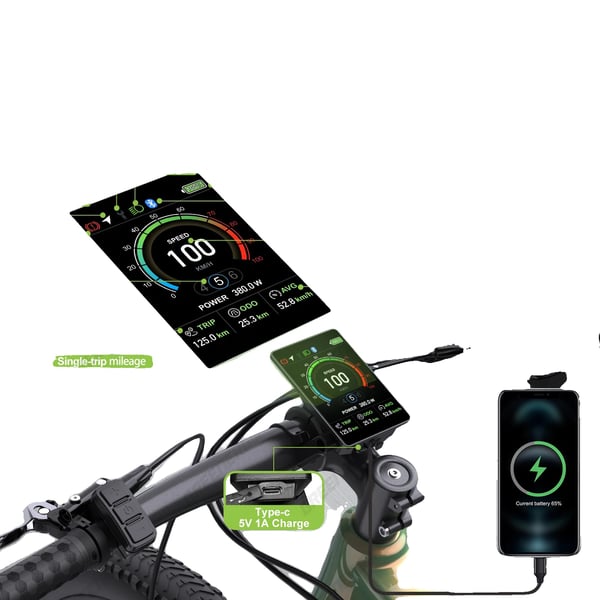 Sähköpyörän näyttö, Bluetooth-yhteys, navigointiominaisuudet,VD04 (BAFANG CAN)