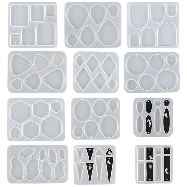 Silicone-korvakorumuotit, 12 kokoa, erilaisia muotoja, helppokäyttöisiä,VALKOINEN